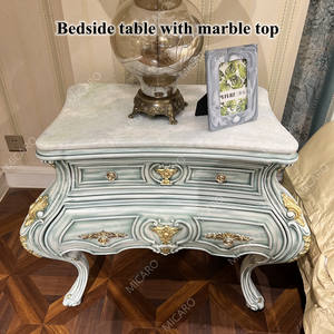 Meubles classiques italiens français de luxe, couleur élégante, costume de chambre à coucher à armature en bois massif - Product Image 3