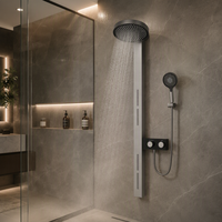 Mitigeur de douche de salle de bain étanche, panneau de douche mural, installation murale, ensemble de robinetterie de douche de luxe pour hôtel, finition brossée