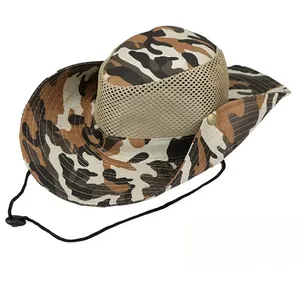 Sombreros de malla de camuflaje con ala ancha, sombrero de playa con protección UV, transpirable, para caza, pesca, escalada, senderismo, sombrero para el sol para hombres. - Product Image 5