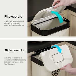 Cestino <span class=keywords><strong>per</strong></span> Rifiuti da Cucina <span class=keywords><strong>a</strong></span> Parete 6L/8L, Bidone Domestico Sospeso con Coperchio <span class=keywords><strong>a</strong></span> Doppia Apertura, Antiodore <span class=keywords><strong>per</strong></span> Armadietto, Logo Personalizzabile - Product Image 3