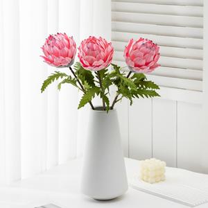 Fleurs artificielles Meng Jie Emperor Flower, pétales en polyester rose et violet, arrangement de feuilles dentelées pour la décoration de la maison et des hôtels - Product Image 1