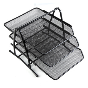 Comix B2163 Bandeja de malla metálica para archivos, organizador de escritorio de oficina de 3 niveles, color negro - Product Image 5