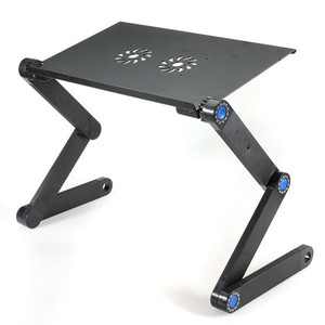 <span class=keywords><strong>Support</strong></span> d'<span class=keywords><strong>ordinateur</strong></span> <span class=keywords><strong>portable</strong></span> réglable en aluminium avec double <span class=keywords><strong>ventilateur</strong></span> de refroidissement, tapis de souris, bureau pliable pour lit, canapé, maison, bureau et usage quotidien - Product Image 1