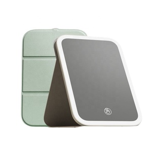Miroir cosmétique de table rechargeable à lumière LED pour écran tactile, miroir de beauté de maquillage mignon et pliant à rotation variable, 3 couleurs - Product Image 5