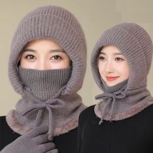 Women's Winter Knitted Ski Cap With Fleece Lining <b>Warm</b> Neck Protector For Outdoor Cycling And Cold Weather Protection - Product Image 5