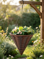 Pot suspendu tressé multicolore torsadé, crochet métallique, doublure en plastique imperméable, panier à fleurs suspendu d'intérieur