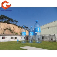 Ballon gonflable géant en forme de bouteille de 20 pieds, répliques de bouteilles d'eau gonflables transparentes personnalisées pour la publicité