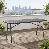 Table pliante de jardin moderne en plastique HDPE texturé rotin, 180 cm, pliable en deux, pour barbecue extérieur, événements et repas hospitaliers