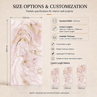Panneau décoratif en PVC effet marbre rose poudré MORLENX avec revêtement UV pour les murs de salons, les présentoirs de boutiques et les fournitures personnalisées