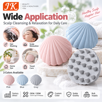 Brosse de massage du cuir chevelu en silicone en forme de coquille Jinke, poils doux, ISO13485, réutilisable, 7x9cm, pour la douche, usage quotidien, pour hommes et femmes