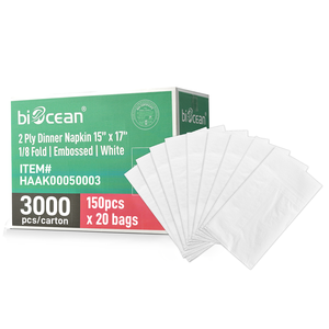 [3.000 pezzi] Tovaglioli da Cena a 2 Veli 15 x 17 Piegati in 1/8 Bianchi - Product Image 1