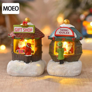 Maison de Noël de style nordique avec Père Noël, décorations en résine transparente à fenêtre, cadeau pour enfants - Product Image 2