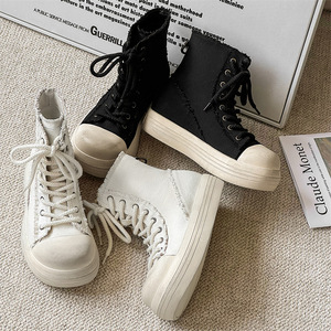 High-quality Black High-top Casual Shoes for Men Women Canvas Slip-On Lace-Up Walking Shoes Water-resistant Breathable All Shoes - Product Image 5