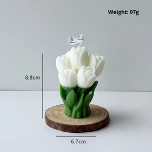 <span class=keywords><strong>Vela</strong></span> Aromática de Cera de Soja Hecha a Mano <span class=keywords><strong>con</strong></span> Forma de Ramo de Tulipanes y Aroma Personalizado para Regalo Navideño o Adorno - Product Image 6