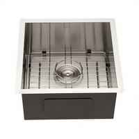 Évier de bar encastré 13x15 pouces en acier inoxydable SUS304 de calibre 16, cuve unique de 9 pouces de profondeur pour petite cuisine ou camping-car