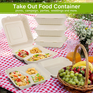Boîte à lunch en pulpe moulée compostable pour sushi et burgers, emballage écologique jetable en pulpe de canne à sucre, vente en gros - Product Image 6