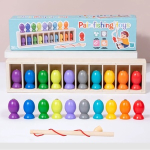 Montessori in legno divertente <span class=keywords><strong>gioco</strong></span> di <span class=keywords><strong>pesca</strong></span> esercizio memoria di colore cognizione di corrispondenza <span class=keywords><strong>gioco</strong></span> 2 in 1 prima educazione in legno coppia giocattolo da <span class=keywords><strong>pesca</strong></span> - Product Image 6