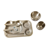 304 acier inoxydable enfants 5 pièces ensemble d'assiettes pour enfants maternelle assiette alimentaire enfants assiette bol tasse fourchette cuillère vaisselle ensemble