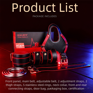 Комплект аксессуаров Scarletsin C-11: кожаный ремень-шлейка и наручники для БДСМ-игр и бондажа - Product Image 4