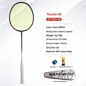 Raquette de badminton Thunder 80, entièrement en fibre de carbone, haute tension, type offensif puissant, 5U ultra-légère, raquette individuelle avancée <span class=keywords><strong>pour</strong></span> - Product Image 6