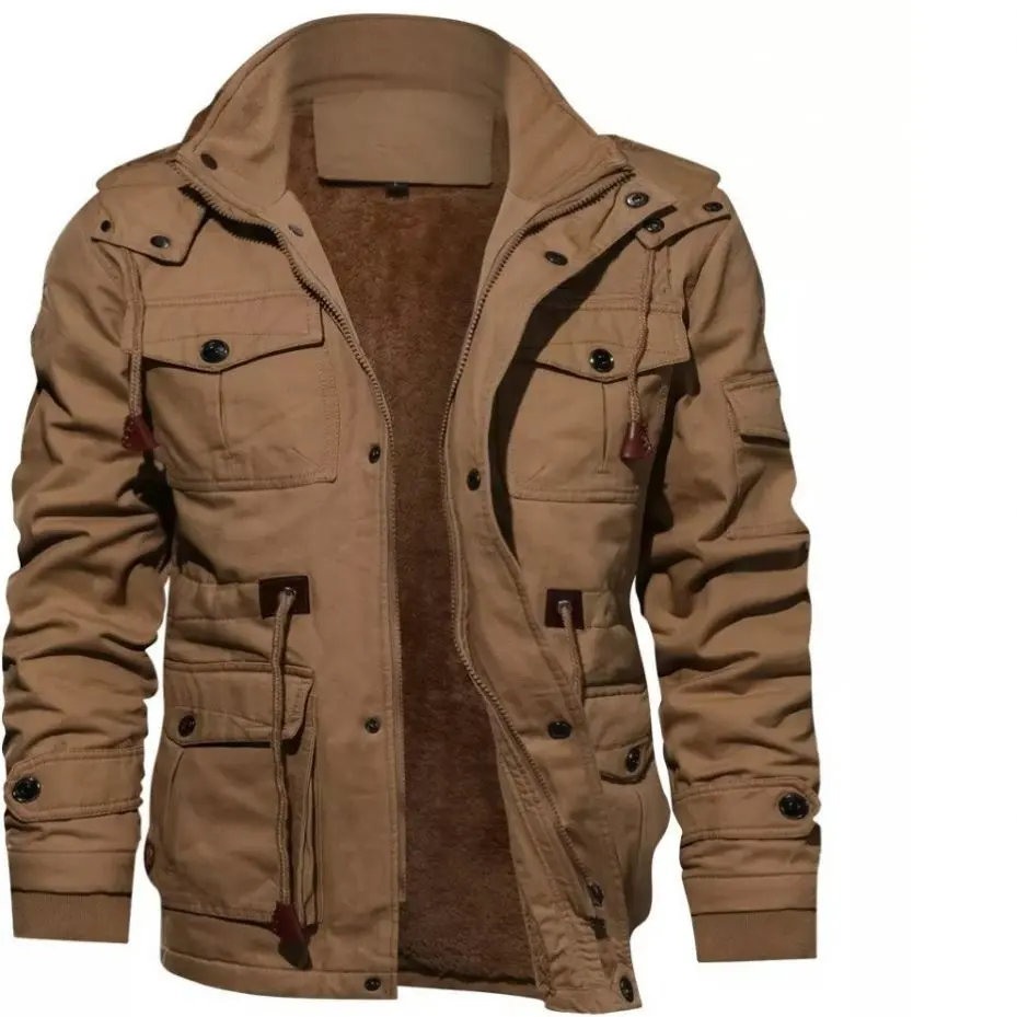 OPPO Mens Pilot Jacket Winter Fleece Cotton Tall Jackets Warm Thicken Outerwear Plus Size Jacket