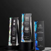 Trophée personnalisé en verre cristal avec revêtement AB arc-en-ciel et diamant