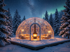 Domo Geodésico de Lujo con Estructura de Aluminio, Carpa de Glamping para Hotel o Resort al Aire Libre con Puerta de Vidrio - Product Image 5