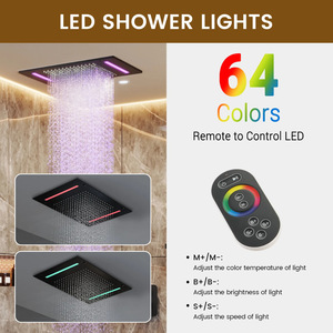 Cross-border 20*14 Inch Recessed <b>LED</b> <b>Light</b> Three-function Stainless Steel Handheld <b>Shower</b> Lift Rod Top Hotel American Style BXW- - Product Image 4