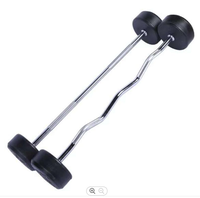 Logo personnalisé Home Gym Commercial fixe enveloppé de caoutchouc solide Curl/barre d'haltérophilie droite