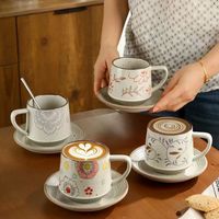 Ensemble tasse et soucoupe en céramique, design classique, poterie grossière vintage, porcelaine d'origine du Hunan, réutilisable, tasses à café, thé, vin, vaisselle