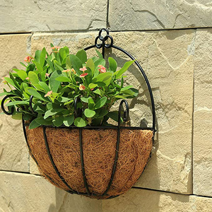 Panier suspendu en métal pour plantes avec doublure en fibre <span class=keywords><strong>de</strong></span> coco, porte-plantes mural demi-rond en fil <span class=keywords><strong>de</strong></span> fer, porte-pots <span class=keywords><strong>de</strong></span> fleurs - Product Image 3