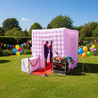 Tente de fête gonflable extérieure en forme de cube, cabine photo gonflable personnalisée, toile de fond portable, cabine photo 360 gonflable avec LED