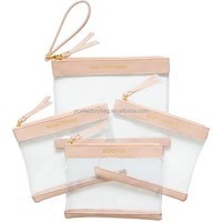 Sac à couches en cuir, pochette de voyage pour bébé, étui à couches transparent, ensemble de 3 pochettes organisatrices pour couches, comprenant une pochette à couches et une pochette pour articles secs et humides