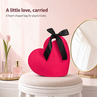 Sac à main en feutre non tissé en forme de cœur, écologique, avec logo personnalisé OEM ODM, nœud papillon mignon, 7 pouces, cadeau de la Saint-Valentin, emballage cadeau