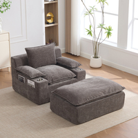 Canapé modulaire sectionnel avec ottoman, porte-gobelets intégré, poche latérale, fauteuil d'appoint pour salon