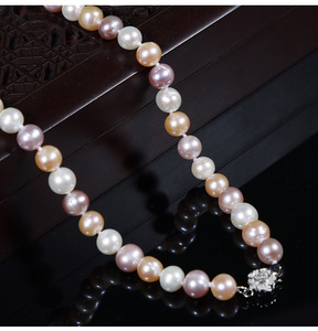 Collana di <span class=keywords><strong>Perle</strong></span> Naturali d'Acqua Dolce di Design Originale, Colore Caramella, Forma Quasi Rotonda, Catena per Clavicola, <span class=keywords><strong>Gioielli</strong></span> di <span class=keywords><strong>Perle</strong></span> per Donna - Product Image 4