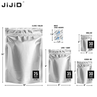 JIJID réutilisable 1/2/5 gallons thermoscellable feuille d'aluminium métallisée argentée pochette zip-lock emballage anti-odeur mylar sac de stockage des aliments