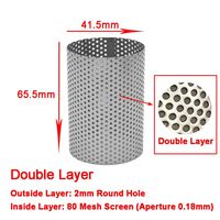 Filtre à liquide en acier inoxydable 304, cartouche, tube, cylindre, maille perforée, filtre droit, raccord en Y, double couche