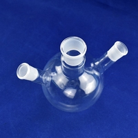 HaiChuan JGS2 Frasco de fondo de 3 cuellos de sílice fundida SiO2 de alta pureza transparente, 400 mesh (38m), para uso en laboratorio de semiconductores, tolerante a ácidos