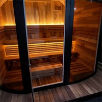 Vente flash : Sauna à vapeur moderne pour 4 personnes, cabine de sauna extérieure en cèdre rouge naturel, design cube, excellent rapport qualité-prix