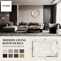 Servicio de Diseño de Interiores Moderno, Ecológico y Sostenible, Concepto de Diseño Arquitectónico en 3D para Proyectos de Salas de Estar en Hoteles y Villas