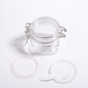 Tarro cuadrado de PET de 200ml para crema cosmética, <span class=keywords><strong>Kilner</strong></span> 150ml transparente con tapa de clip, paquete al por mayor en stock para limpiador facial con sal marina - Product Image 4