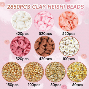 Clay <b>Bead</b> Letter <b>Bead</b> Spacer Bracelet Making Kit DIY Jewelry Set 2850 Pieces Round Resin <b>Beads</b> for Crafting - Product Image 2