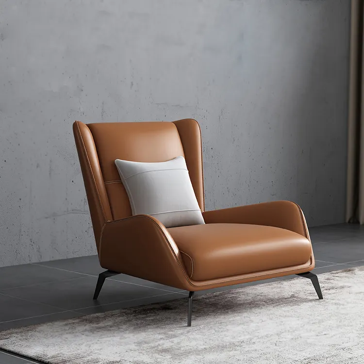 Fabrik preis großhandel moderne leder lounge stuhl mid century stahl für wohnzimmer möbel