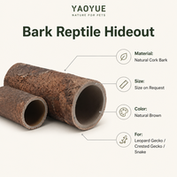 YAOYUE Cylindre de Corque Naturelle pour Reptiles, Décoration de Terrarium, Grotte Complète pour Hamster
