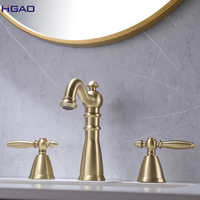 Robinet de lavabo de salle de bain à double poignée, design européen classique de luxe, en laiton brossé, monotrou, à poser sur le comptoir