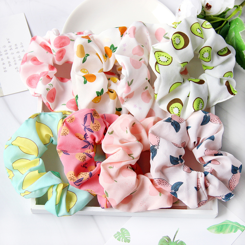 2022 Spring/summer Fruits Printing Hair Scrunchies for Girls