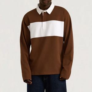 Camisetas Polo de Algodón de Alta Calidad Personalizadas para Hombre, Camiseta de Rugby Holgada a Rayas, Camiseta de Manga Larga para Hombre - Product Image 1