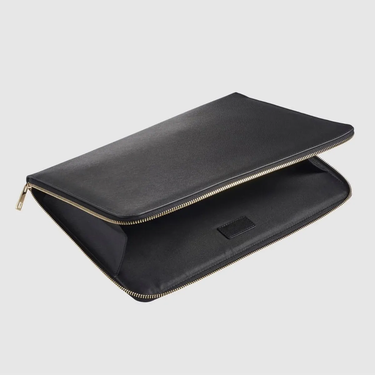Su geçirmez zip yuvarlak siyah gerçek saffiano deri laptop çantaları ve kapakları 15.6 inç erkekler için