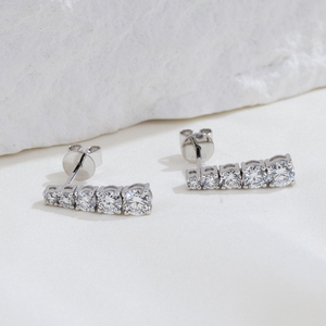 Boucles d'oreilles en diamant rondes Messi Jewelry MSE-879 PT950 pour femmes - Product Image 2